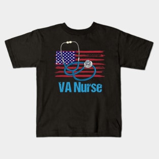 VETERAN AFFAIRS NURSE: VA Nurse American Flag Kids T-Shirt